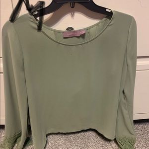Green open back long sleeve